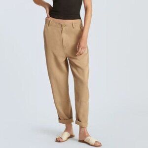 Everlane The Relaxed Chino Slouchy High Waist Curved Leg Pants Dark Khaki 2